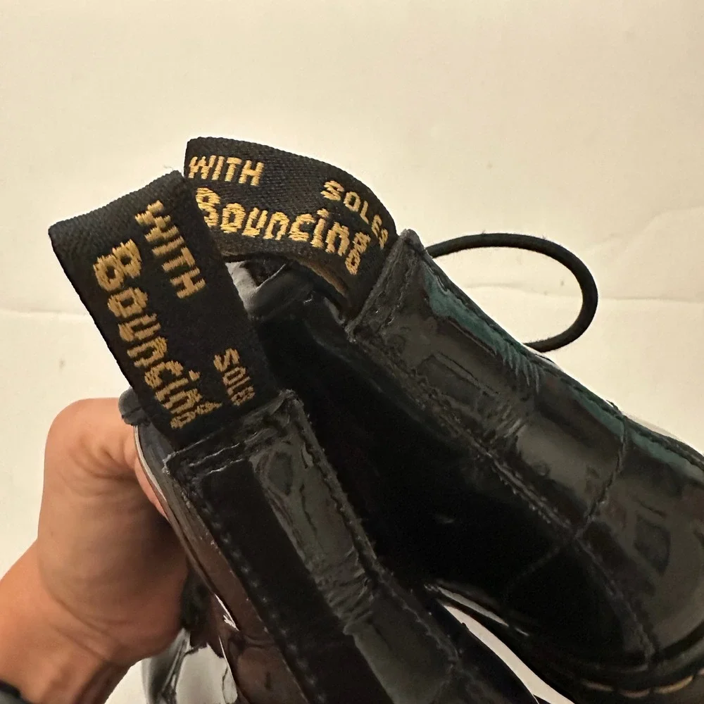 Kids Dr Martens 1460 Patent Leather Combat Boots Side Zip Black Size UK 13 US 1